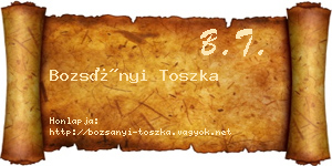 Bozsányi Toszka névjegykártya